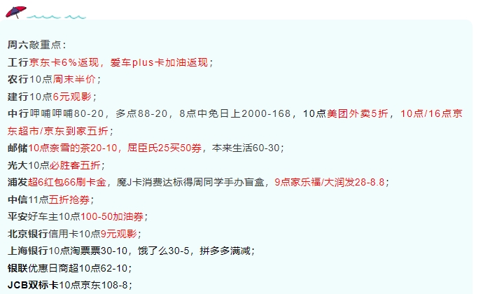 4月16日周六-建行6元观影、中行京东/美团外卖5折、邮储奈雪的茶5折、浦发超6红包等!-惠小助(52huixz.com)