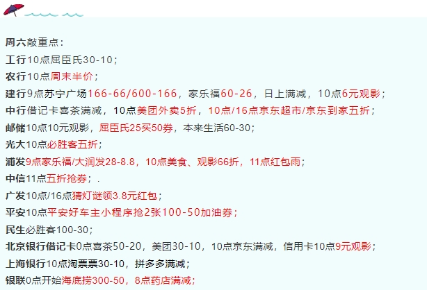 2月19日周六-农行/中信5折券、建行6元观影、中行京东/美团外卖5折、广发猜灯谜等!-惠小助(52huixz.com)