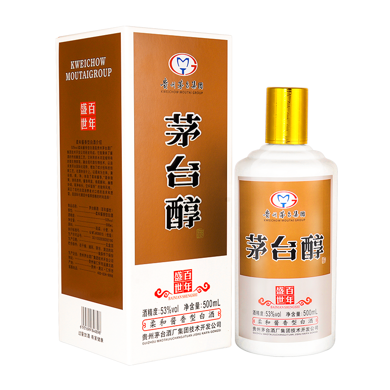 贵州茅台集团茅台醇柔和酱香型53度粮食酒500ml百年盛世6瓶整箱装