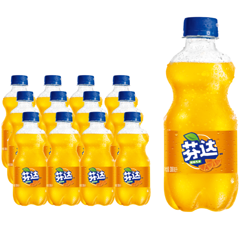 拍2件 芬达 fanta 橙味汽水 碳酸饮料 300ml*12瓶 整箱装 可口可乐