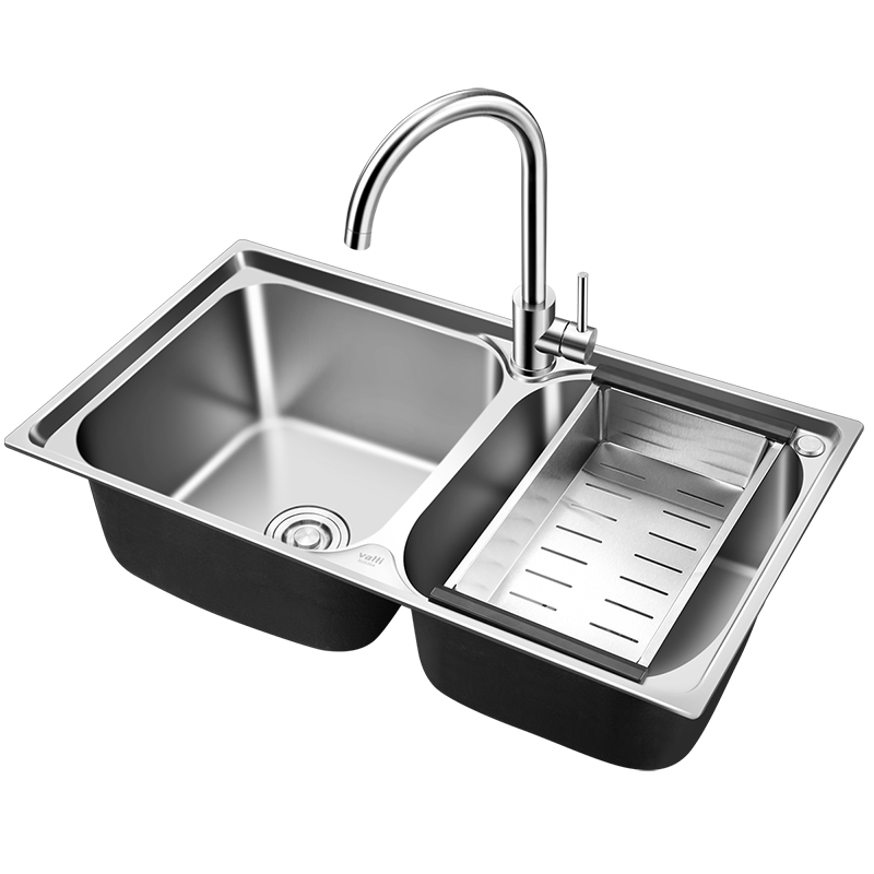 拍2件华帝vatti304不锈钢水槽双槽拉丝不锈钢洗菜盆厨房水槽厨房洗碗