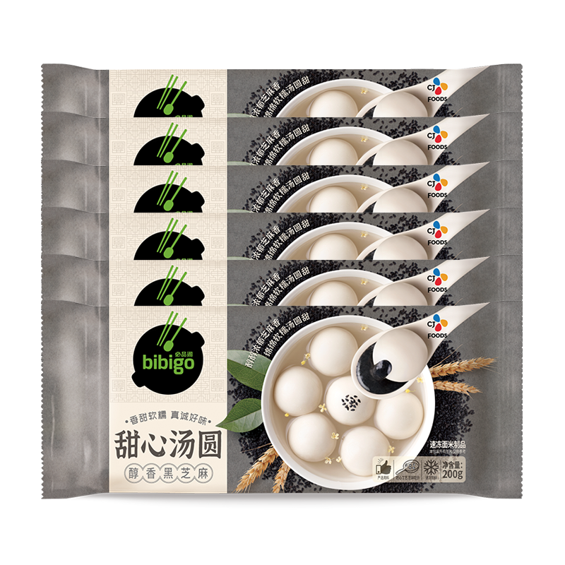 必品阁bibigo甜心汤圆甜品夜宵点心 醇香黑芝麻200g*6 49.9元(包邮)