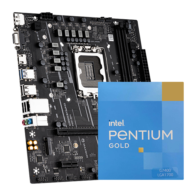 奔腾g7400 搭h610 b660 主板cpu套装 盒装非散片 铭瑄主板h610m 挑战