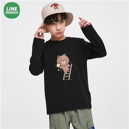 88VIP: LINE FRIENDS 布朗熊 中大童长袖打底衫纯棉T恤1件