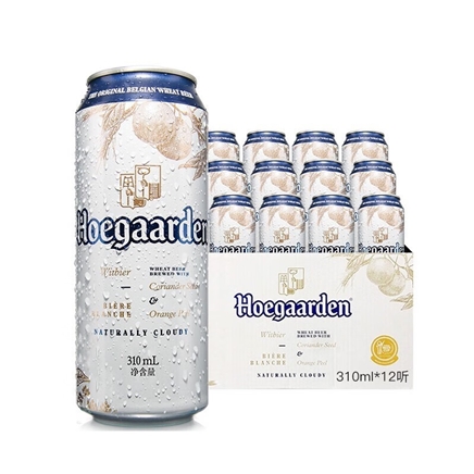 PLUS会员：Hoegaarden 福佳 比利时风味精酿啤酒 福佳白啤酒 310ml*12听