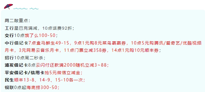 12月14日周二-中行5元购腾讯/爱奇艺/优酷视频月卡、中行/民生顺丰满减、浦发还款等!-惠小助(52huixz.com)