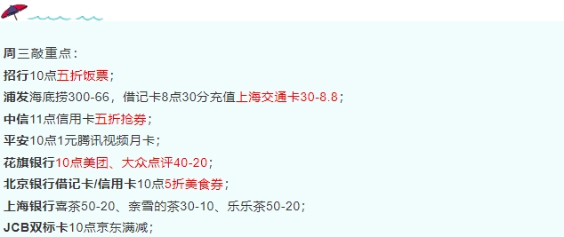 2月9日周三-招行/中信/北京银行5折美食券、花旗银行美团/大众点评40-20等!-惠小助(52huixz.com)