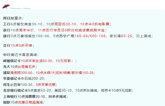 2月6日周日-农行会员日6积分兑换话费或者刷卡金、浦发超6红包等!-惠小助(52huixz.com)