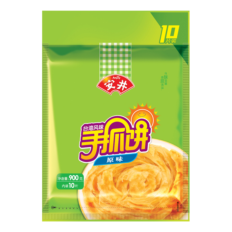 安井原味手抓饼台湾风味900g1袋每袋10片家庭早餐
