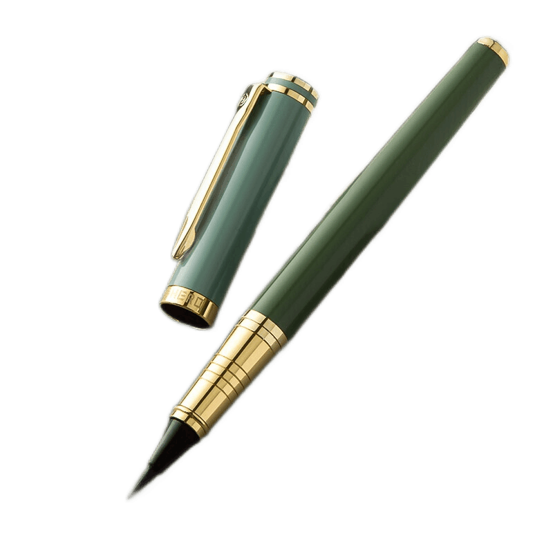 英雄6177钢笔式毛笔套装狼毫兼毫小楷吸墨软毛笔 抹绿礼盒装-搭0.5钢