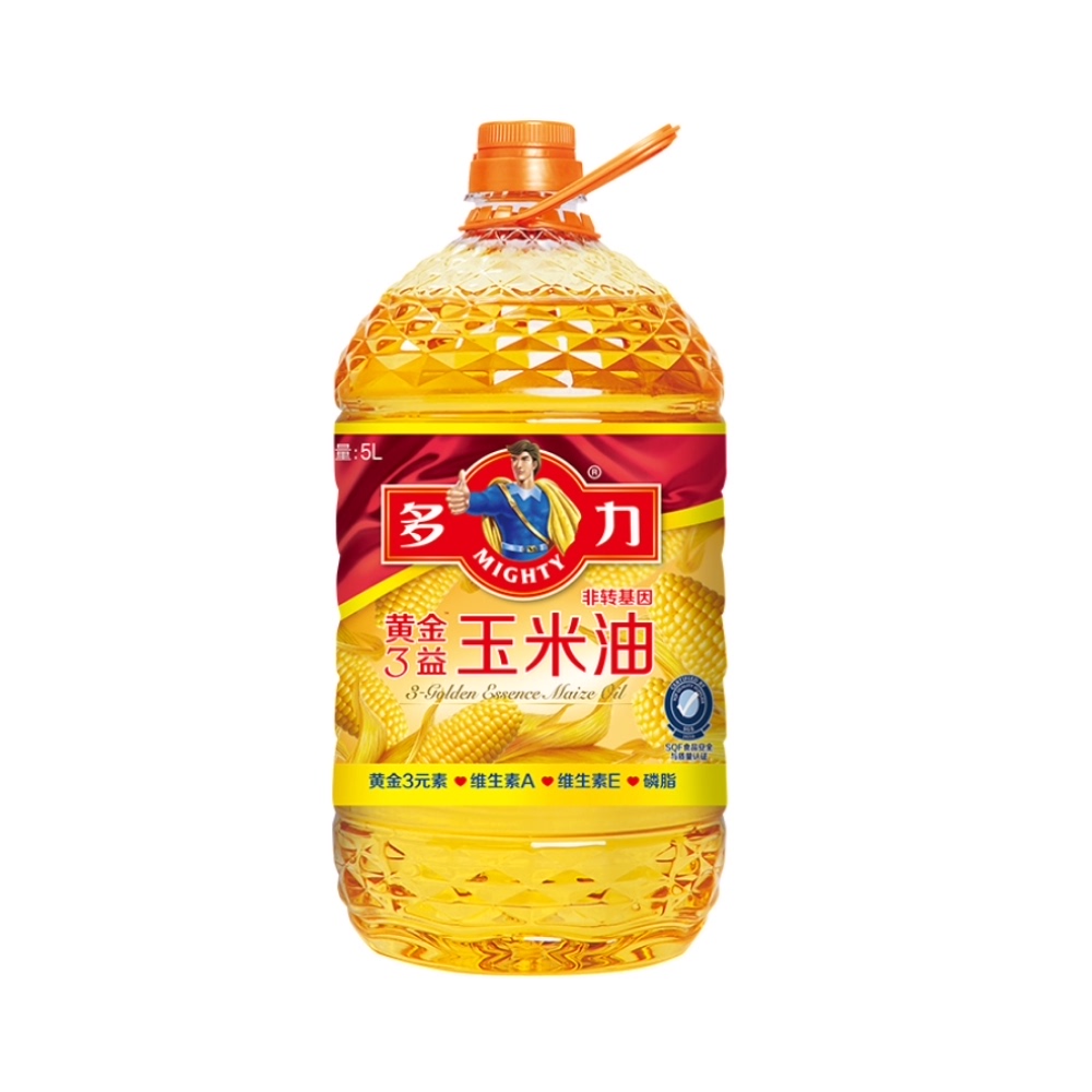 拍2件 多力黄金3益玉米油5l/瓶非转基因添加维a,维e,含植物甾醇食用油
