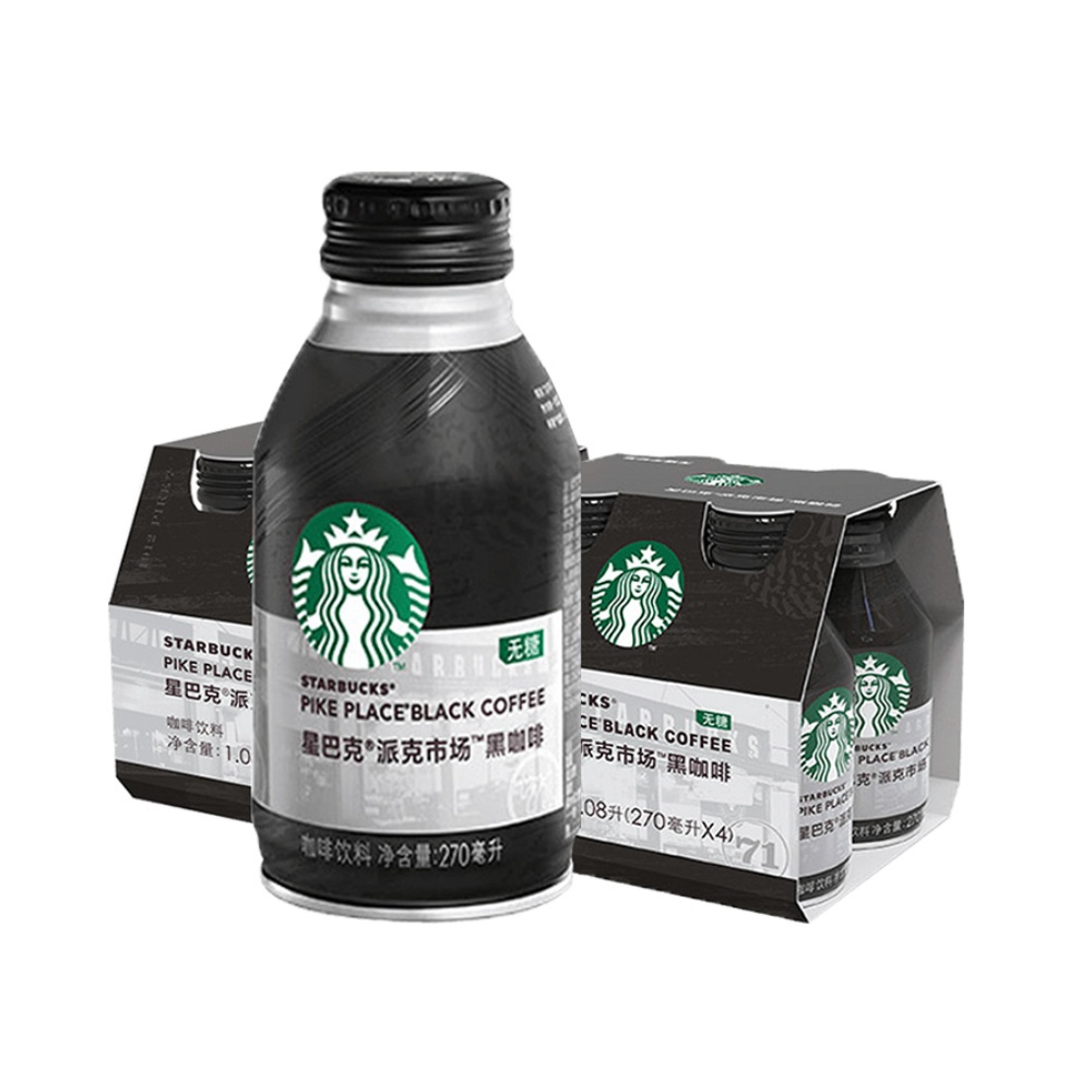 starbucks星巴克派克市场黑咖啡270ml8罐无糖0脂健身饮料包邮