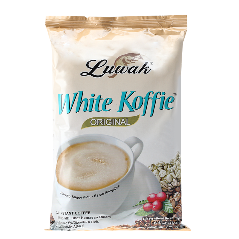 拍2件印尼白咖啡饮料luwakwhitecoffee露哇猫屎咖啡粉速溶200g
