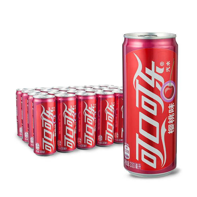 可口可乐cocacola樱桃味汽水碳酸饮料330ml24罐整箱装可口可乐出品新