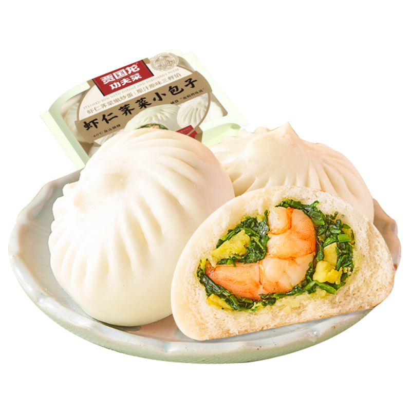 拍3件i莜虾仁荠菜小包子300g方便菜儿童早餐晚餐营养餐食品半成品面点