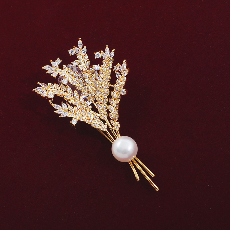 dfank麦穗胸针女高档胸花小香风百搭气质大气奢华西装别针配饰ins