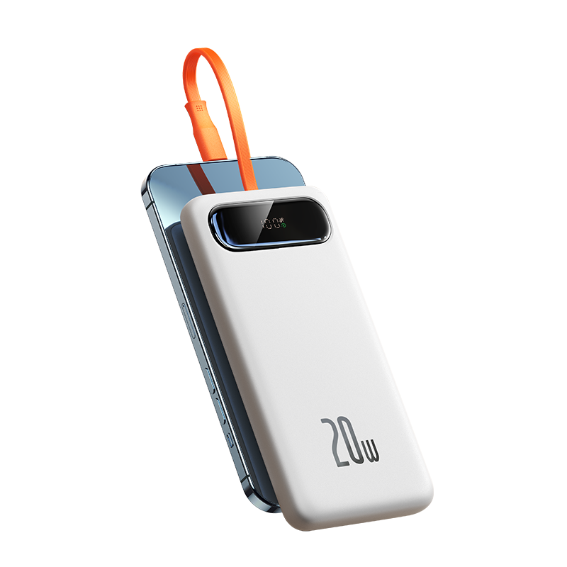倍思充电宝苹果20w自带线10000毫安时pd快充超薄便携数显大容量带数据