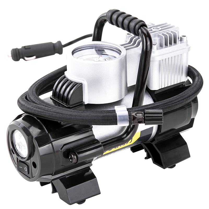 得力deli车载金属充气泵便携式12v电动机械表打气泵带灯可测压dl8058