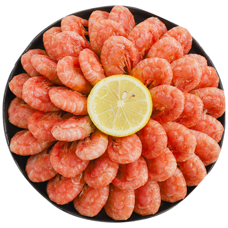 渔游记 北极甜虾 熟冻即食北极虾冰虾生鲜虾类 冰虾头籽腹籽 原装净重