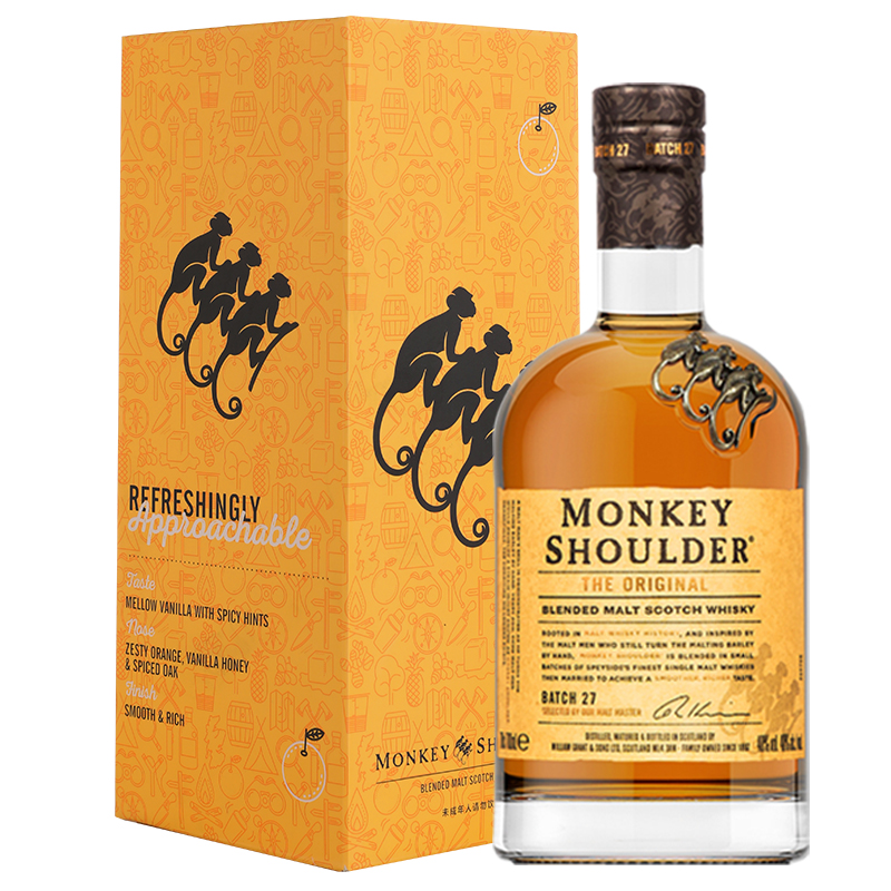 只猴子700ml调和纯麦威士忌调配麦芽威士忌苏格兰威士忌原装进口洋酒