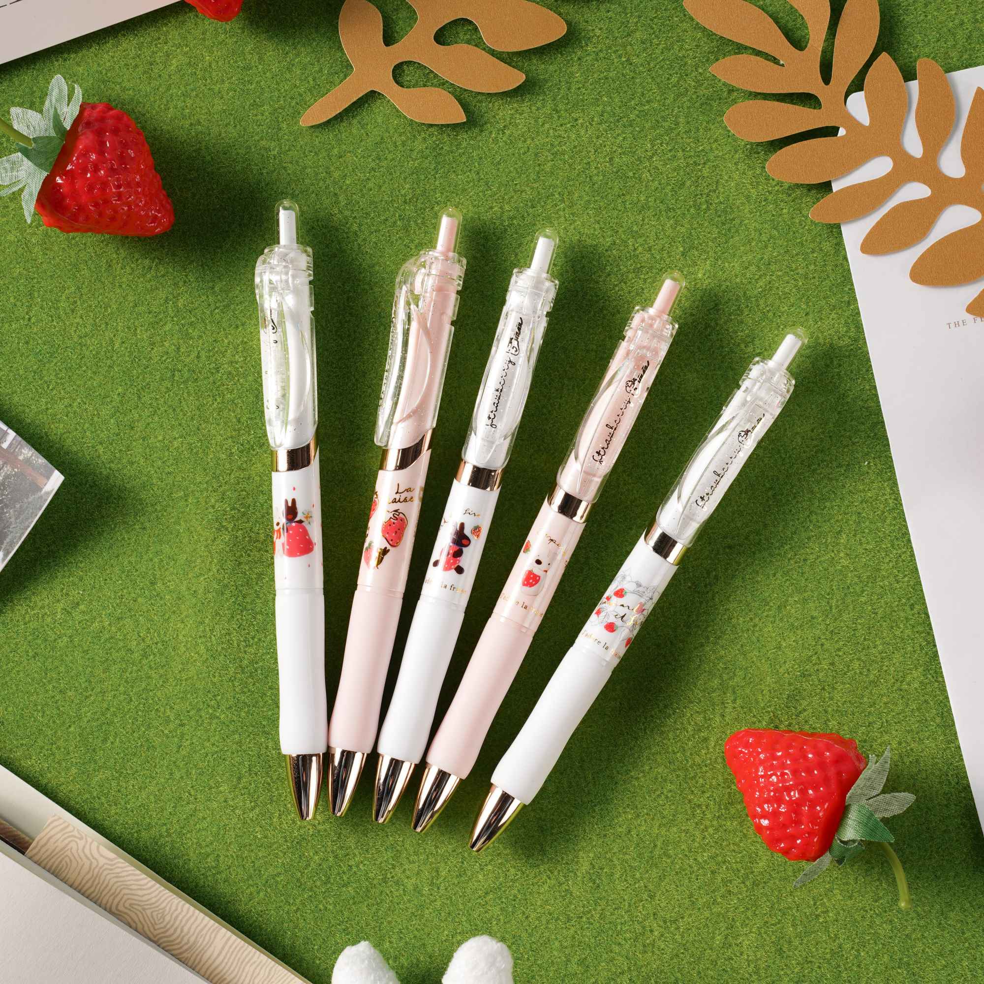 晨光按动中性笔高颜值k35卡斯波草莓限定水笔套装学生用ins日系女生款