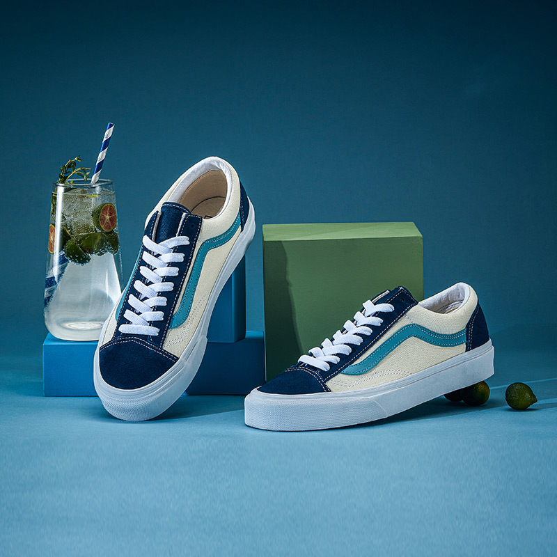 不打烊vans范斯官方蓝芝士蓝莓汽水侧边条纹撞色男女板鞋