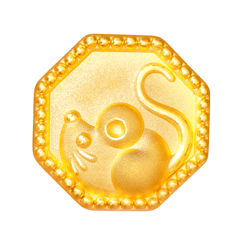 老庙黄金 麦玲玲2022虎年 12生肖足金岁岁如意八面转运珠手串本命年手