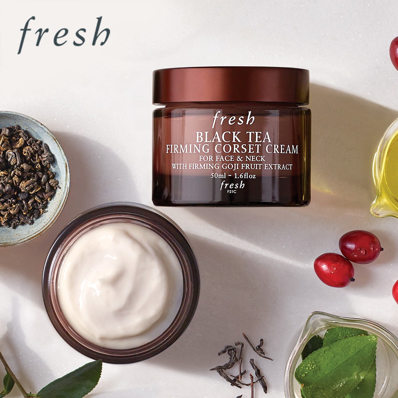 fresh馥蕾诗红茶紧致塑颜面霜 补水保湿黑茶熬夜面霜 860元