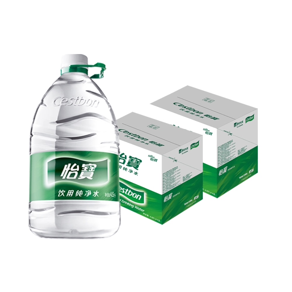 怡宝饮用水 纯净水非矿泉水4.5l*4桶/箱 * 2箱 8桶大包装整箱桶装,50.