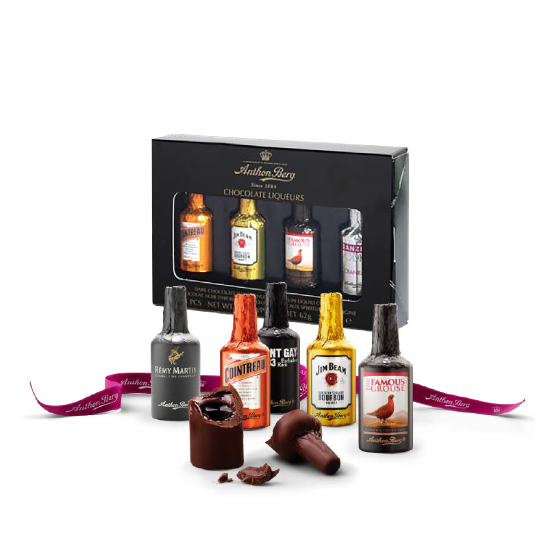 拍2件 爱顿博格(anthonberg)4种口味4支经典酒心巧克力缤纷装丹麦原装