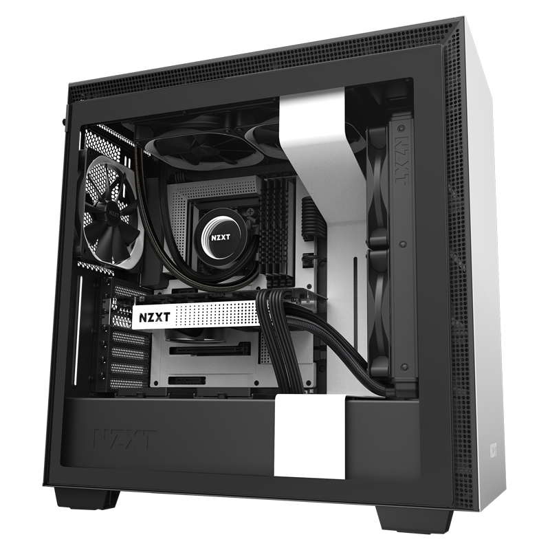 恩杰 nzxt h710 白色 diy中塔atx机箱(一键开启钢化玻璃侧板/前置usb