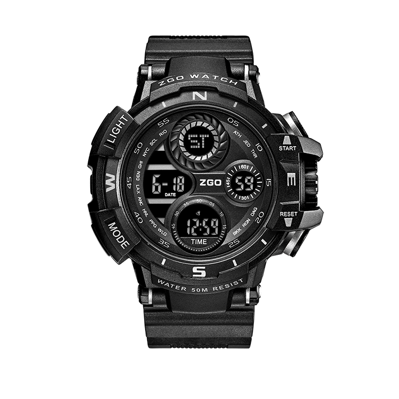正港zgo电子表男学生手表初高中生青少年夜光双显腕表防水石英表815