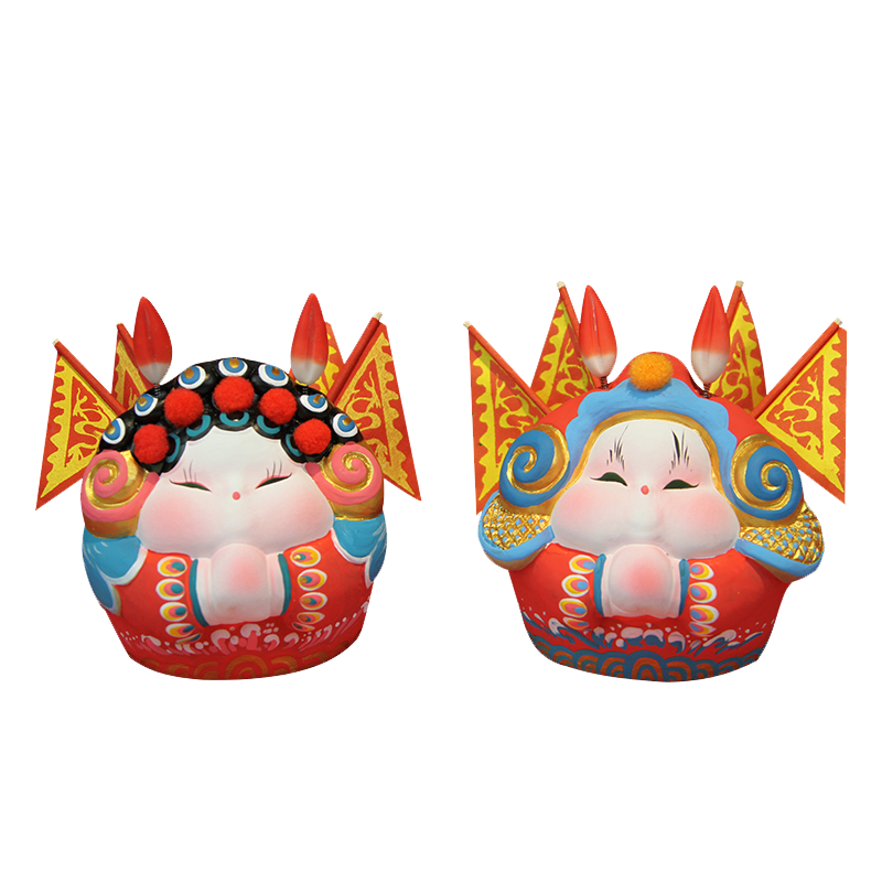 婚房装饰摆件创意结婚伴手礼娃娃非遗国潮泥彩塑订婚礼品客厅桌面摆件