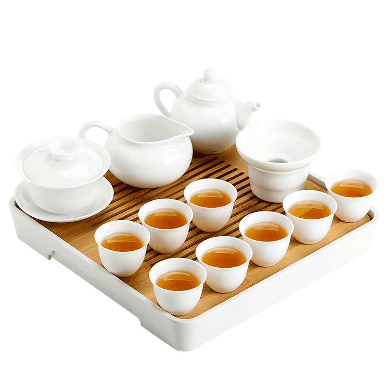 拍2件 苏氏陶瓷 sushi ceramics 茶具套装简约白瓷功夫茶具茶杯带竹面