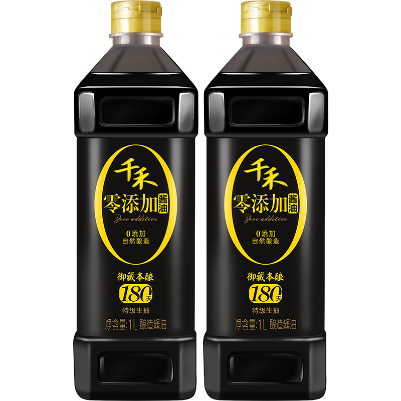 千禾 醬油 御藏本釀180天特級生抽1l*2 釀造醬油 不使用添加劑 16元