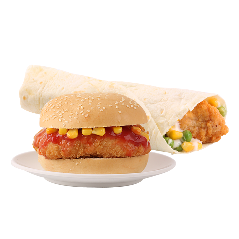 辅兴坊早点早餐半成品汉堡包鸡肉卷速冻食品面点微波加热即食 奥尔良