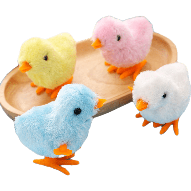 小鸡跳跳会跑的发条玩具儿童男女宝宝小孩上链迷你小玩具 毛绒小鸡2个