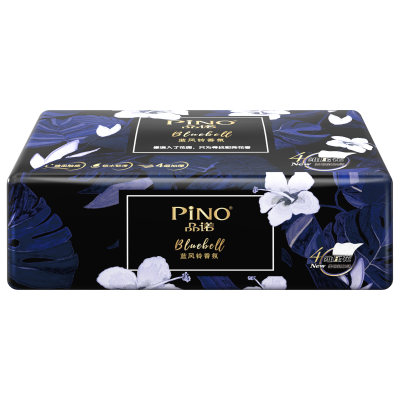 品诺 蓝风铃香味面巾纸餐巾纸巾 4层90抽*16包 可湿水唯你香氛系列