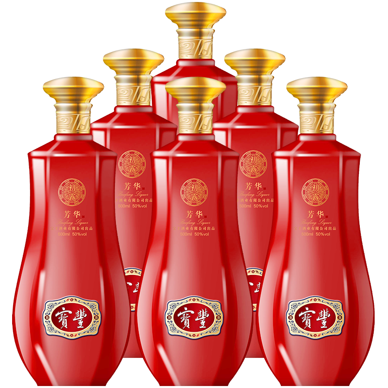 拍2件酒厂宝丰酒清香型白酒芳华初露46度500ml6瓶实惠整箱装初露