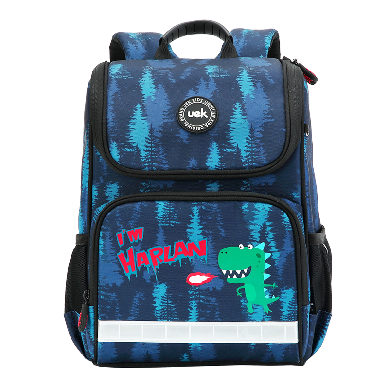 拍2件uek书包小学生书包610周岁恐龙之森蓝色休闲双肩背包