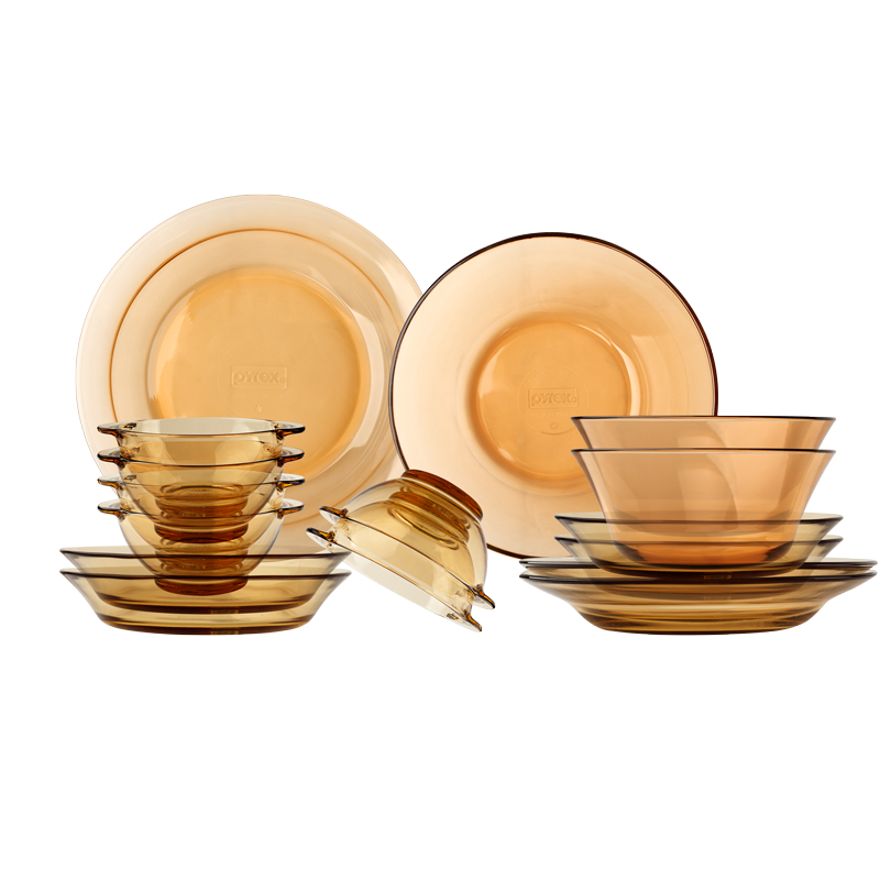 康宁pyrex餐具套装透明碗碟套装家用美国pyrex玻璃餐具康宁碗汤碗盘子