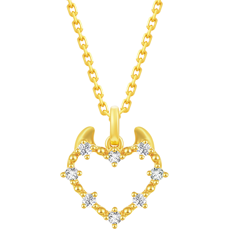 周大福 monologue独白 恶魔之心系列 小爱心 18k金镶钻石项链 ma1699