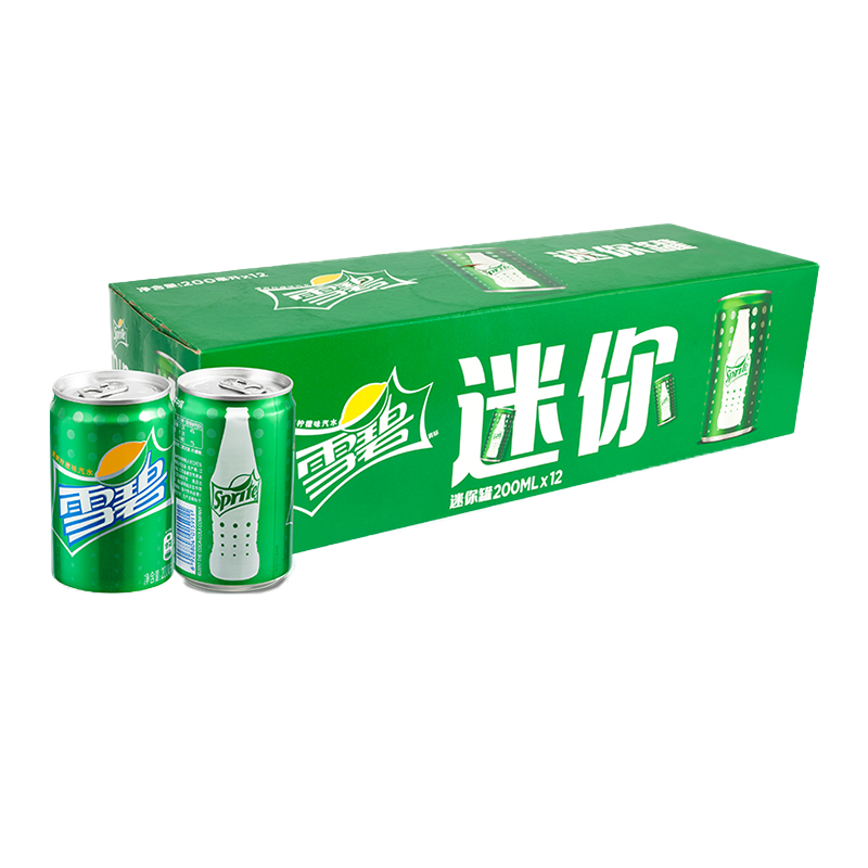 sprite 柠檬味 汽水 碳酸饮料 200ml*12罐 整箱装 迷你摩登罐 小雪碧