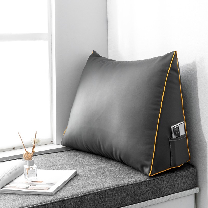 懒虫起床三角靠背纯色简约可拆洗软包腰靠背垫办公室沙发抱枕腰枕床头