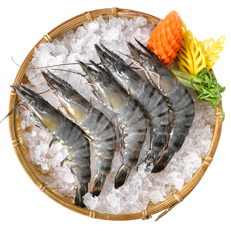 拍6件plus会员京东生鲜海外直采泰国活冻黑虎虾300g1218只盒海鲜水产