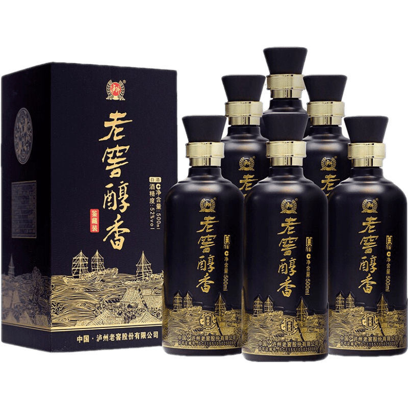 瀘州老窖 52度高度白酒 老窖醇香鑑藏52度500ml*6瓶整箱-原廠包裝 249