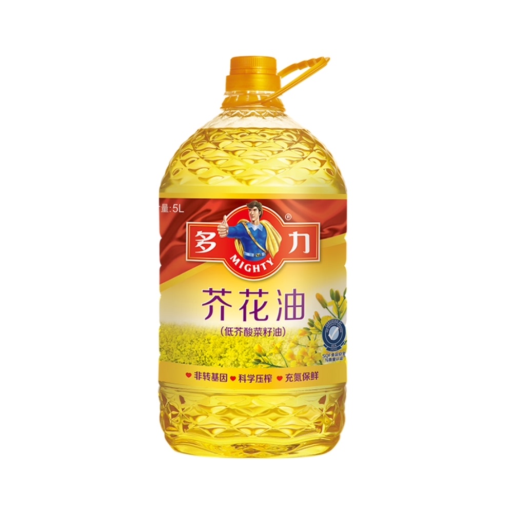 拍4件 多力芥花油5l非转基因 低芥酸菜籽油菜油 科学压榨 充氮保鲜