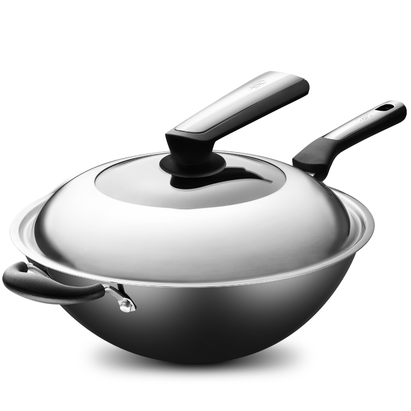 爱仕达asd炒锅炒菜锅不锈无涂层精铁锅32cm圆底煤燃气明火专用cf32j6