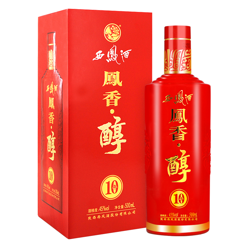 拍2件 西凤酒 白酒 凤香型 凤香醇10年 45度 500ml 单瓶装 (2014年
