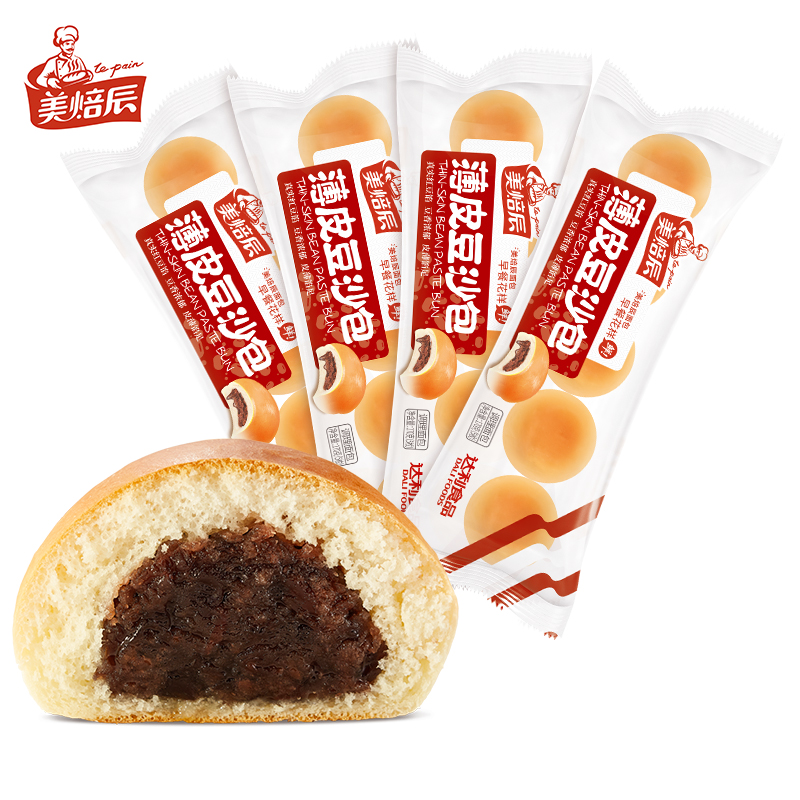 【9天短保】达利园面包美焙辰薄皮豆沙包面包680g营养早餐短保 15.9元